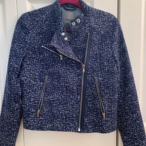 GAP blue + white motorcycle jacket